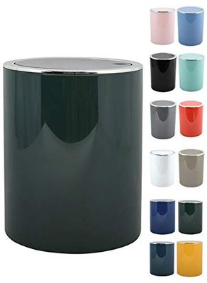 MSV Bad Serie Aspen Poubelle de salle de bain, à pédale, avec couvercle basculant, 6 l (diamètre x hauteur) : environ 18,5 x 26 cm, vert foncé pastel