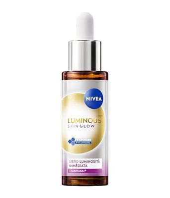NIVEA Luminous630 Skin Glow Siero Viso Luminosità Immediata 30 ml, Siero antimacchia viso idratante per un incarnato uniforme e luminoso, Face serum con Niacinamide, Aloe Vera e Thiamidol brevettato