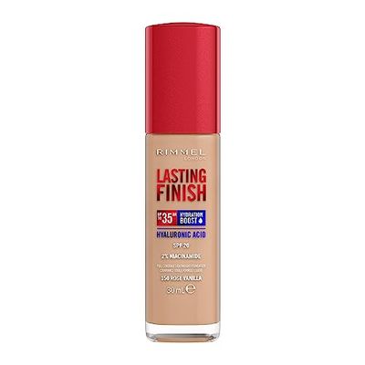 Rimmel Lasting Finish 35Hr Foundation 150 Rose Vanilla, Full Coverage, Hydrating, SPF20, Hyaluronic Acid, Vitamin E, 2% Niacinamide, All Day Wear, Vegan, Cruelty Free