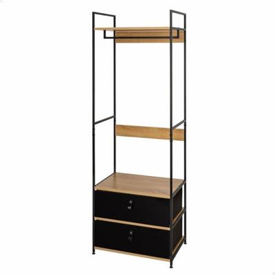 AKTIVE Max Home 18433 18433 Open kast, 60 x 40 x 175 cm, met kledingstang en stoffen laden, van staal en hout, max. 30 kg, kleedkamer, slaapkamerkasten, planken, organizer voor kleding (18433)