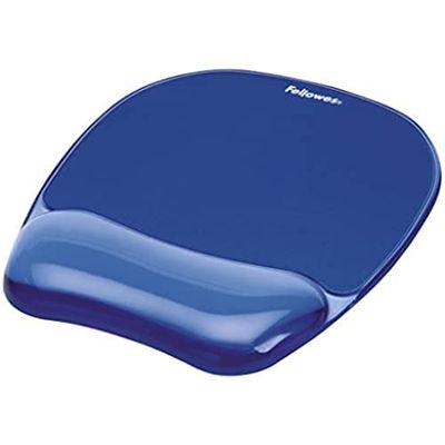 Fellowes tappetino mouse con poggiapolsi in gel Crystals, blu + Poggiapolsi da tastiera in gel Crystals, blu