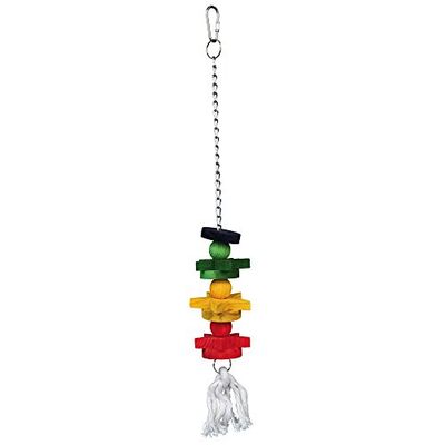 Trixie, Giocattolo in Legno colorato con Catena e Corda, 30 cm, Confezione da 4