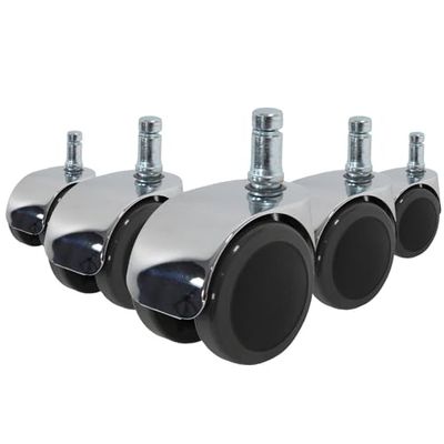 hjh OFFICE 619016 Stol på hjul Svart/silver 5x ROLO LUX 11mm/50mm Hårda golv - 5-pack, Specialhjul för hårda golv som parkett, laminat, klinker eller stengolv., Tillverkad i Tyskland