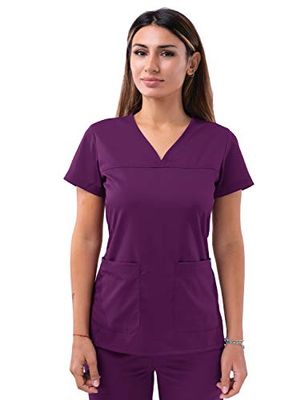 Adar Pro schrobben Voor Dames - liefje V-hals schrobben Top - P4210 - Aubergine - 2X