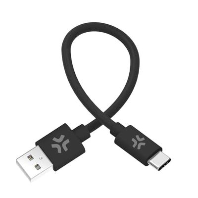 Celly, Cavo USB-A a USB-C, Realizzato in Tessuto Intrecciato Nero, Ricarica Rapida fino a 60W, Compatibile con Caricabatterie, Powerbank e Altri Dispositivi, Lunghezza di 30 Cm