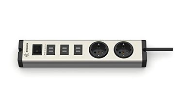 EHMANN 0601x0a02203303 USB-multilader met 6 USB-poorten (6,3 A) en 2 geaarde stopcontacten, 8 apparaten opladen (smartphone, tablet, enz.)