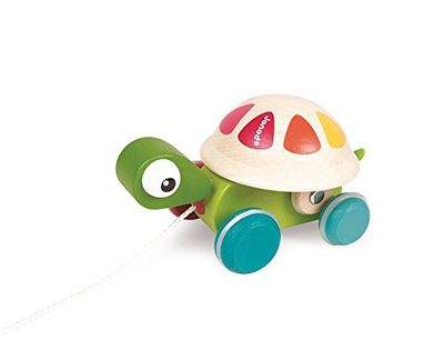 Janod J08236 Wooden Pull-Along Animal, Turtle