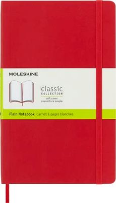 Moleskine - Carnet de Notes Classique Papier Blanche - Journal Couverture Souple et Fermeture par Elastique - Couleur Rouge Écarlat - Taille Grand Format 13 x 21 cm - 240 Pages