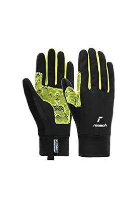 Reusch Arien STORMBLOXX Touch-TEC - Guanti sportivi antivento per corsa, ciclismo, escursionismo, sci di fondo, touch screen, colore: nero/giallo, 8