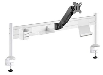 Unilux Ergo 400124600 Draagbaar station, ergonomisch, voor kantoor met monitorhouder tot 27 inch, afmetingen 125 x 40 x 15 cm, wit, 400124600