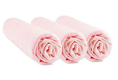 Set med 3 babylakan för spjälsäng, spjälsäng, spjälsäng, parasoll, 70 x 140 cm, rosa | allergivänlig bambu | stretchig | mjuk andningsbar | Easy Dort | Oeko-Tex certifierad | Europa