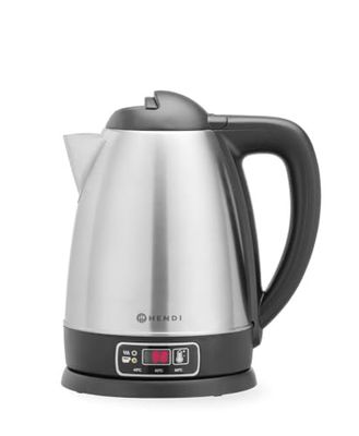 Hendi Hervidor Eléctrico de Agua,Tetera Eléctrica, Inalámbrico, Base Giratoria 360grados, Temperatura Ajustable 40 a 100 grados C, 1.8 L,230V, 1800W, 225 x 168 x288 mm, Polipropileno, Acero Inoxidable
