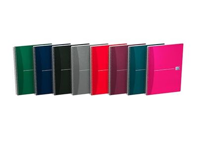 OXFORD Office Essentials - Quaderno a righe formato A4, 7 mm, 100 pagine, copertina in cartoncino rilegato, colori assortiti, confezione da 10