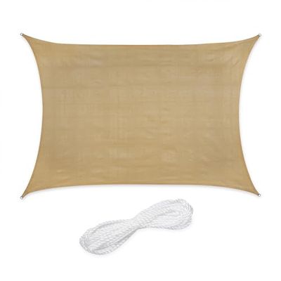 Relaxdays rektangulär, 2 x 4 m, HDPE-tyg, UV-stabiliserad, konkav, trädgårdsduk med spännlinor, beige
