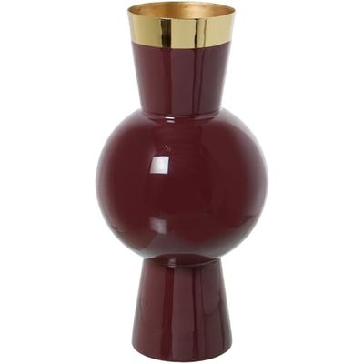 JARRÓN METAL ESMALTADO VIOLETA/DORADO_°15X32CM