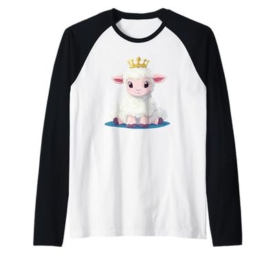 Carino Kingdom Agnello con Corona Costume Maglia con Maniche Raglan