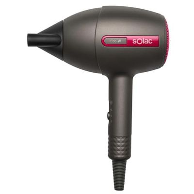 Solac SH7087 Fast ionic Dry 2000 – Sèche-cheveux 2000W, 2 vitesses, 2 températures, Bouton d'air froid, Technologie Ionique, Ultra fast drying, Soft touch, Concentrateur, Noir