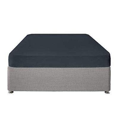Serene - Sábana Bajera Ajustable de fácil Cuidado de 32 cm de Profundidad - Tamaño de Cama Doble en Azul Marino