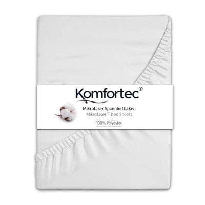 Komfortec Drap-Housse 180 x 200 cm en Microfibre brossée, Blanc