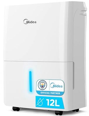 MIDEA Luchtontvochtiger, stil, 12 l, voor luchtvochtigheid binnenshuis tot 20 m²/50 m³, luchtontvochtiger voor de kamer, met afneembare container, klein, energiebesparend