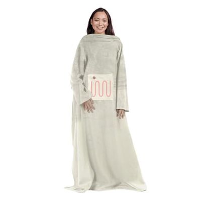 Mad Monkey Mouwdeken met buikwarmer, USB-verwarmingsdeken voor comfort met één druk op de knop, slip-on deken met 3 warmtestanden, deken met mouwen