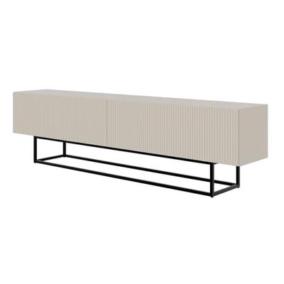 Selsey Veldio tv-kast, board, sideboard, televisiekast, 175 cm, zwarte poten, gefreesde voorkant, grijs-beige