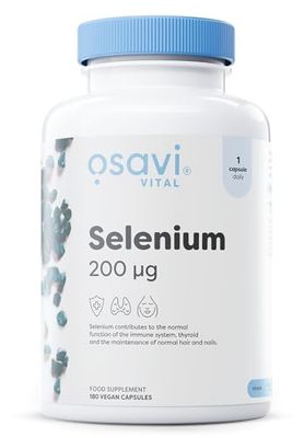 Osavi Selenium 200 μg – 180 Vegan Capsules | Highly Absorbable L–Selenomethionine | Supports Immune System, Thyroid Function & Normal Hair & Nails | Protects Cells from Oxidative Stress