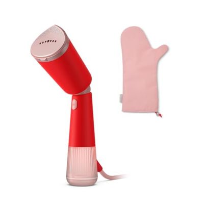 Vaporizador de mano Philips Serie 5000 - Diseño elegante, cabezal ajustable, calentamiento rápido, ajustes Eco y Max, seguro para tejidos delicados, accesorios incluidos, naranja rojo (STH5020/40)