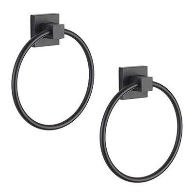 BVL Toallero Negro, Soporte para Toallas de Mano para baño, Cocina, Soporte Redondo de Metal para Toallas montado en la Pared, Paquete de 2 206322