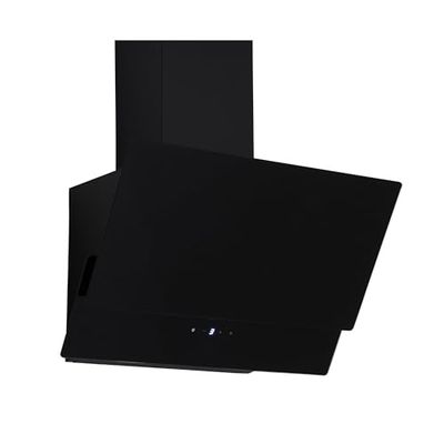 Hotte aspirante Respekta/Hotte inclinée de 60 cm/Boîtier en métal avec abat-jour en verre noir/Fonction d'extraction et de recyclage de l'air / CH66038-60SAM / A / 54-67,5 dB