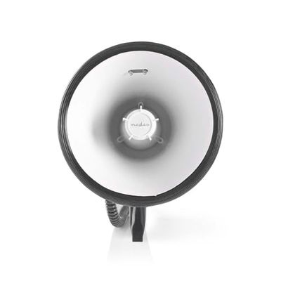 Nedis MEPH250WT - Megafoon - Reikwijdte: 1500 m - Max. volume: 120 dB - Afneembare microfoon - Sirene - Opnamefunctie - USB - Zwart/Wit