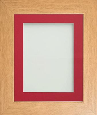 Frame Company Watson Beech Picture Photo Frame fitted with Perspex, 20x16 inch with Red Mount for image size 15x10 inch