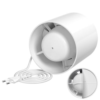 Milduall Ventilador Extractor de Aire 150mm, Extractor de Baño Ventilador en Linea Extraccion Humos 320m³/h, 35dB Silencioso para Baño Cocina Invernadero Tienda Garaje