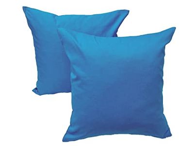 Örngott med fyllning, dekorativ kudde 2 stycken av 100% bomullssamling, koncept, färg och storlek valbar (örngott med fyllning set om 2 – 40 x 40 cm, himmelsblå)