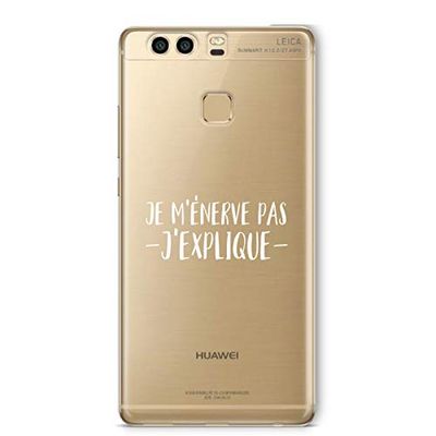 Zokko fodral Huawei P9 Plus "I Don't working I'm explay" - mjukt genomskinligt bläck vitt