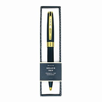 DRAEGER Paris Balpen in de kleur nachtblauw en goud, beste leraar, gepersonaliseerde tekst, zwarte inkt, cadeau-idee voor het einde van het schooljaar, school, lerares, geschenkdoos