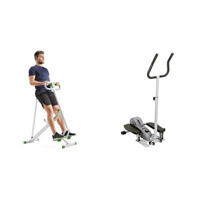 Sunny Health & Fitness Row-N-Ride Squat Assist Trainer for Glutes & Full Body Cardio Workout + Magnetic Underdesk/Standing Portable Ellittical Machine