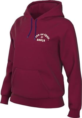 Nike Dam Top FCB Wnsw Essntl Hoodie Poflc, Noble röd/Deep Royal blå/Pale Ivor, FD4146-620, XS