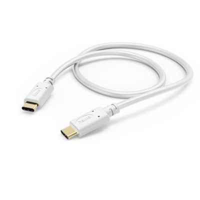 Hama Cavo di ricarica USB C a USB C, 1,5 m (ricarica rapida, cavo di ricarica per cellulare, cavo dati, cavo USB, cavo per cellulare, cavo di ricarica USB tipo C, spina dorata, massima compatibile), bianco