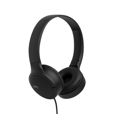 JVC HA-S33UC-B Słuchawki nauszne USB-C z miękkimi nausznikami, składane, z mikrofonem i pilotem zdalnego sterowania z 3 przyciskami, jednostronny kabel, czarne
