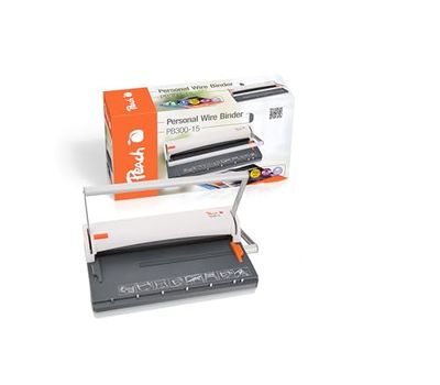 Peach Máquina de encuadernación de alambre PB300-15A | Cierre de encuadernación de alambre personal DIN-A4 | Encuaderna 60 lados | Incluye 34 peines de encuadernación de 8 mm | Capacidad de perforación