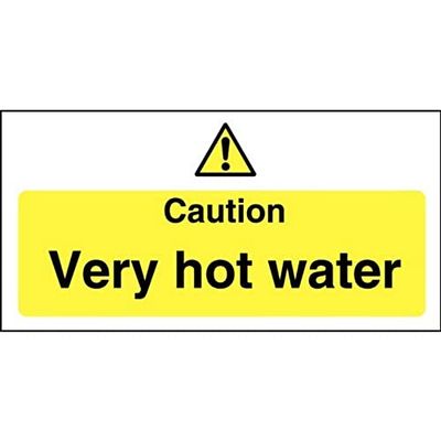 'Caution Very Hot Water Sign' Meddelande säkerhetsplakat affisch kommersiell 100 x 200 mm