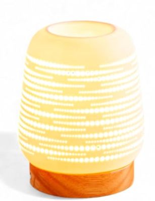 Zen'Arôme Calorya n°16 - Quemador eléctrico de Cera aromática - Quemador de Aroma de Calor Suave - Cerámica con decoración Calada e iluminación Ambiental - H 21,5 cm