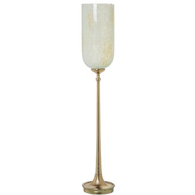 PORTAVELAS CRISTAL C/PIE ALUMINIO DORADO_°15X86CM