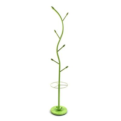 Versa Derby Cabide de de pé de estilo minimalista, com 6 ganchos ou ganchos para roupa ou malas de entrada, medidas (L x L x A) 185 x 30 x 30 cm, metal, cor verde
