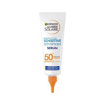 Garnier Siero Corpo Protettivo Sensitive Advanced, Per Pelli Sensibili, Protezione SPF 50+, Resistente All'Acqua, Con x2 Ceramidi, Ambre Solaire, 125 ml