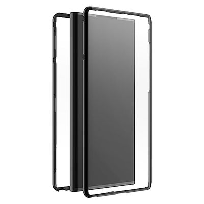 Black Rock - Etui ze szkła 360 stopni, pasuje do Samsung Galaxy S23 Ultra I, etui na telefon komórkowy, magnetyczne zamknięcie, osłona (przezroczyste z czarną ramką)