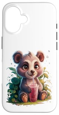 Bear Men Woman Boba Tea Kawaii Bubble Tea Bear Case for iPhone 16