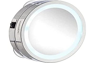 DKD Home Decor Specchio di ingrandimento con LED argento (16,5 x 4 x 16,5 cm)