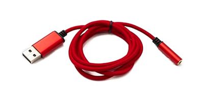 SYSTEM-S Audio USB-kabel 100 cm 3,5 mm jack naar 2.0 type A stekker AUX adapter gevlochten rood